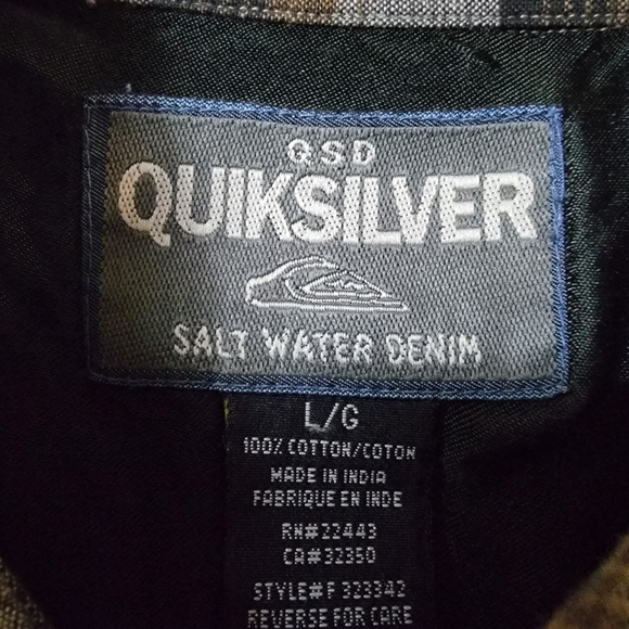 QUICKSILVER Salt Water Denim Long Sleeve Plaid button down Flannel Large - Picture 10 of 11